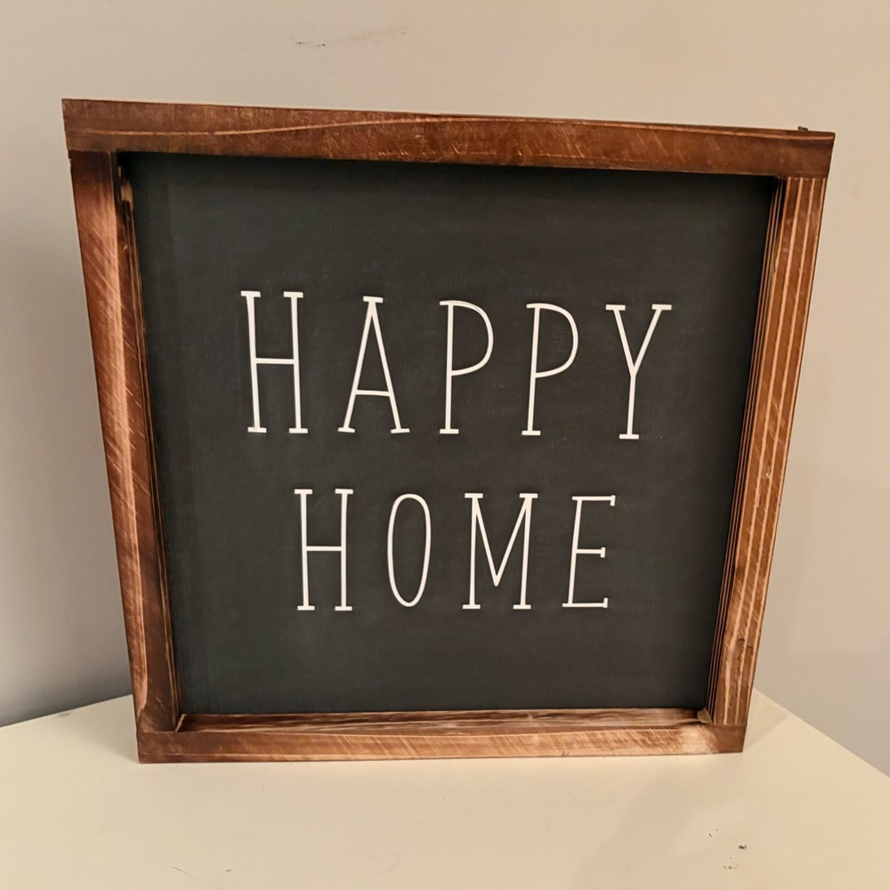 Wooden Framed Happy Home Sign